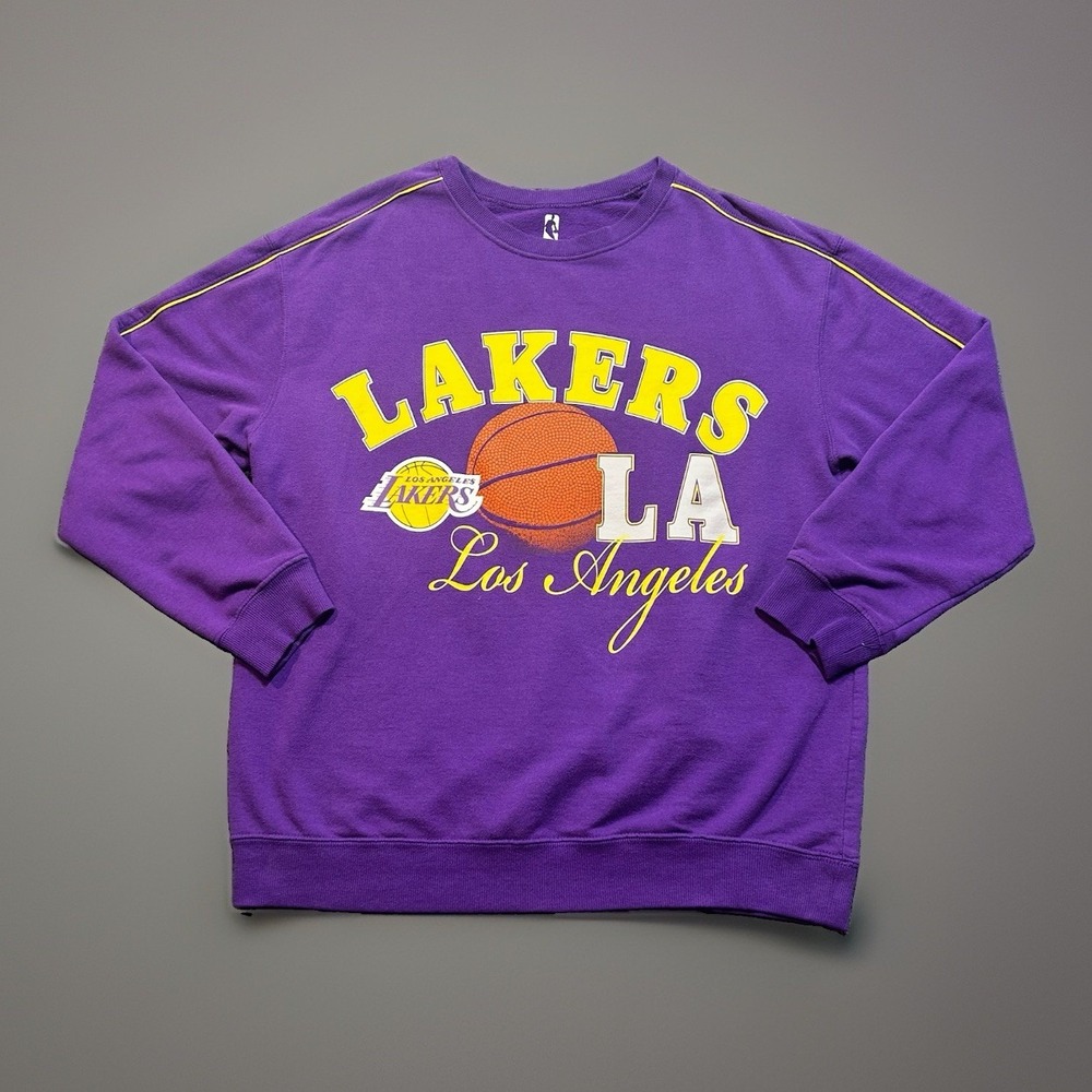 NBA Los Angeles Lakers Sweatshirt Mens L Purple Mitchell Ness Hardwood Classics